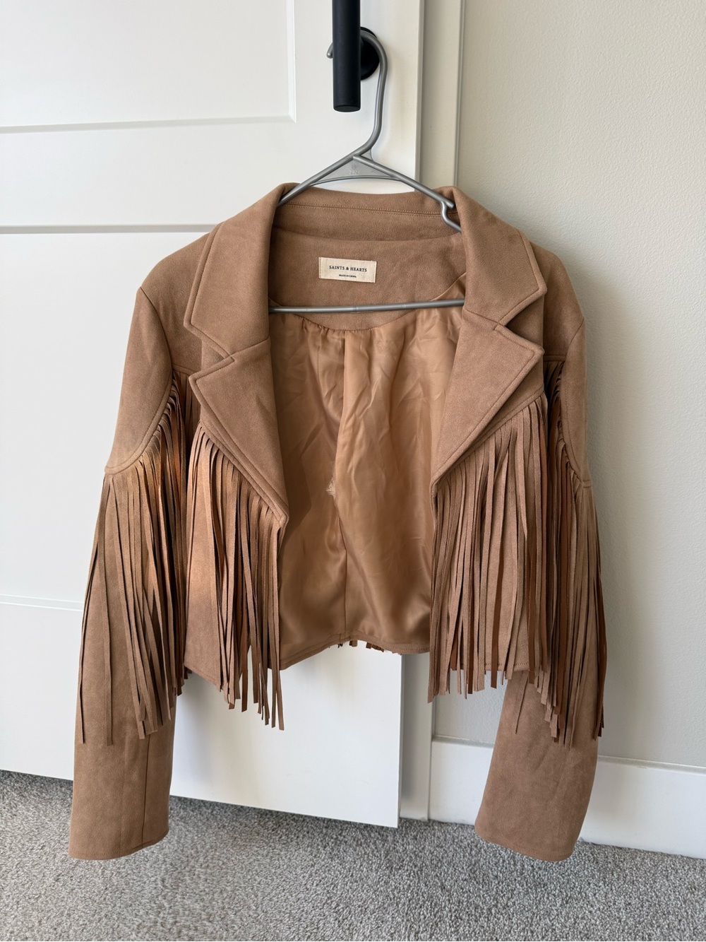 Sam & Libby Chestnut Suede Fringe Cropped Jacket